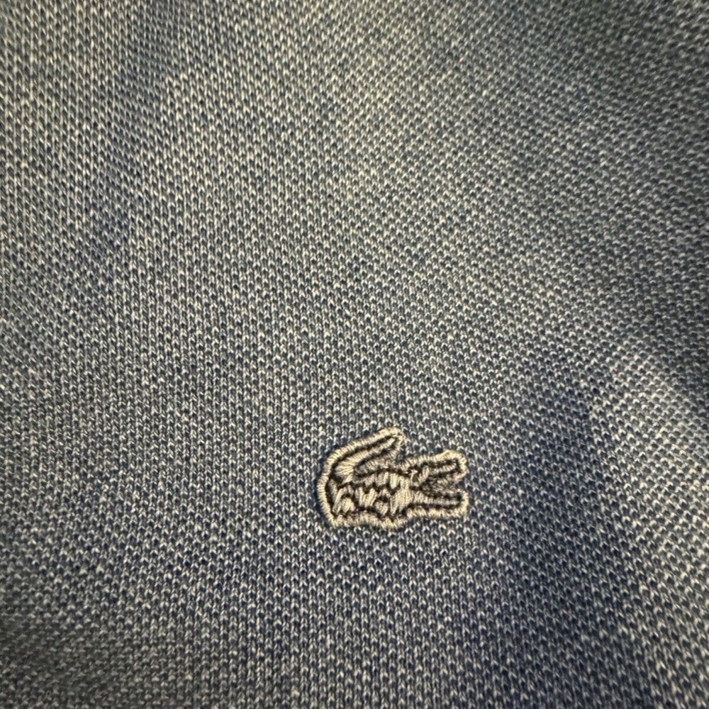 Lacoste Women's Size 36 Solid Blue Short Sleeve Denim Polo - EUC - Picture 4 of 6